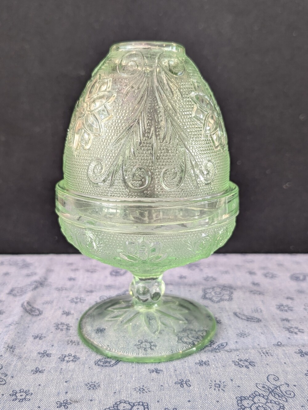 Vintage Indiana Glass Light Green Tiara Chantilly Fairy Lamp - Picture 7 of 9